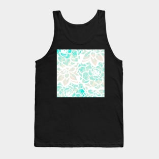 Tropical Succulent Mash-up - Pale Pink and Turquoise - Digitally Illustrated Abstract Flower Pattern for Home Decor, Clothing Fabric, Curtains, Bedding, Pillows, Upholstery, Phone Cases and Stationary Tank Top